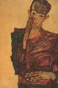 Egon Schiele Self-Portrait with Hand to Cheek (mk12) oil painting